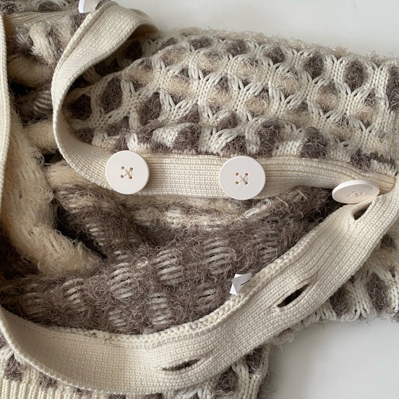 STEFANEL Winter Sweater Women, Light Color cream , white size M Honeycomb design - Picture 15 of 16